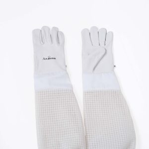 Custom Sting Resistant Cowhide Leather Breathable Beekeeping Gloves With Elastic Cuffs