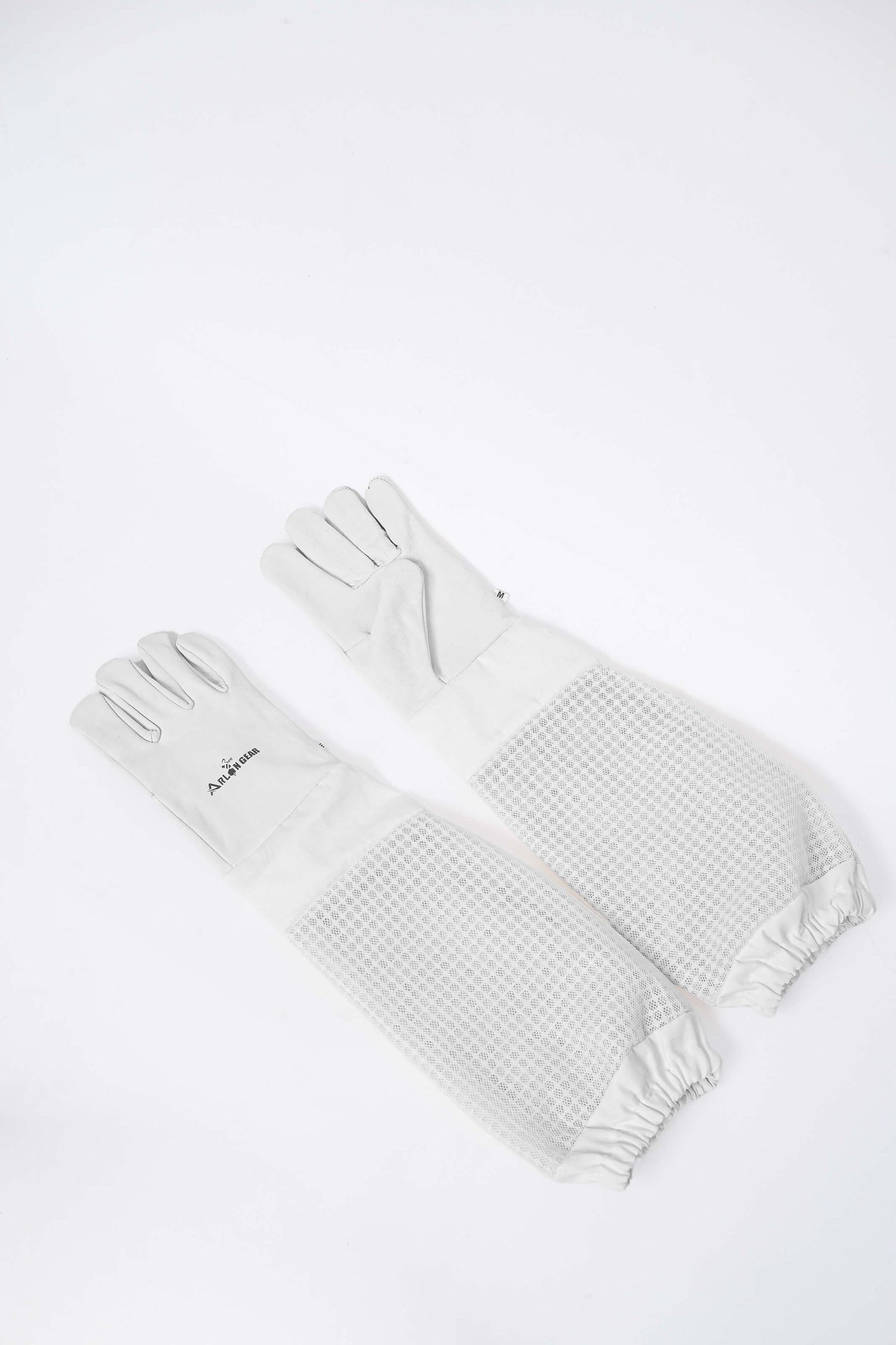 “Premium leather beekeeping gloves with long protective cuffs”