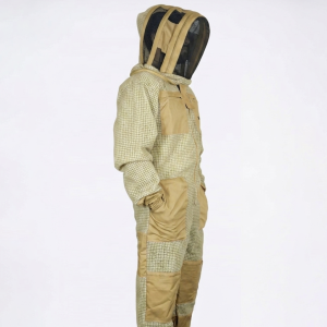 Custom Khaki Tan 3-Layer Ventilated With Knee Pad Reinforcement Fencing Veil Beekeeping Suit
