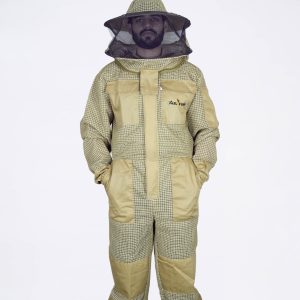 Full Body Beekeeping Suit with Self-Supporting Round Hat Veil, Elastic Cuffs & Cargo Pockets