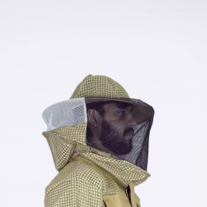 Khaki Detachable round Wide-brim mesh veil for hive inspection