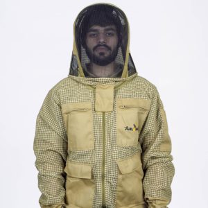 Khaki Lightweight  Sting-Proof  Ventilated Mesh Beekeeping Jacket With Fencing Veil