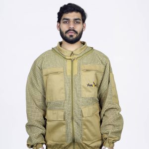 Khaki Lightweight  Sting-Proof  Ventilated Mesh Beekeeping Jacket With Fencing Veil