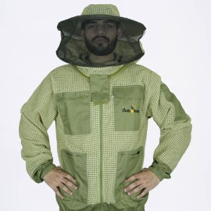Olive Green Reinforced Protective Adjustable Round Beekeeping Jacket of Arlon Bee Gear