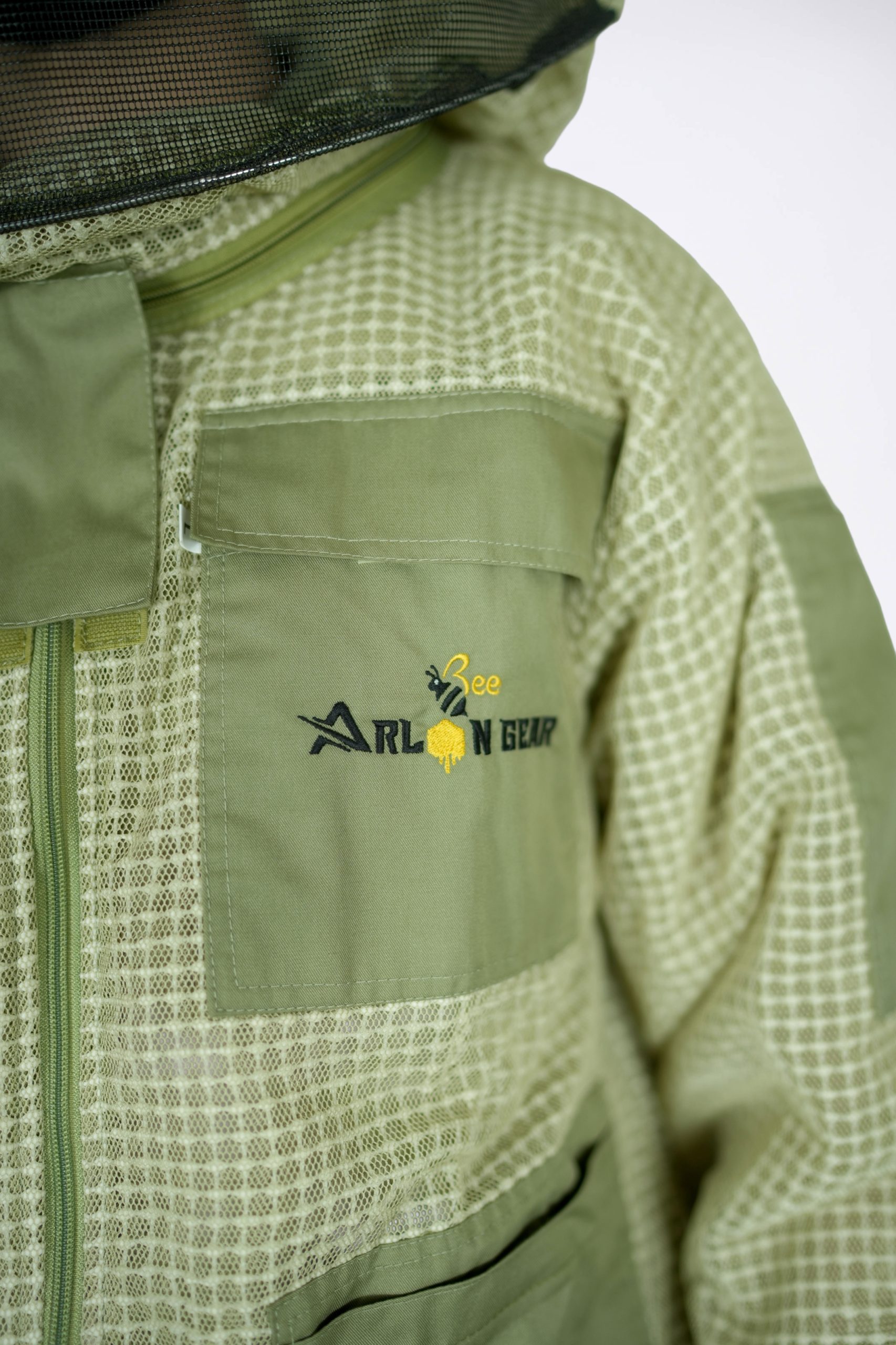 Olive Green Reinforced Protective Adjustable Round Beekeeping Jacket of Arlon Bee Gear - Image 6