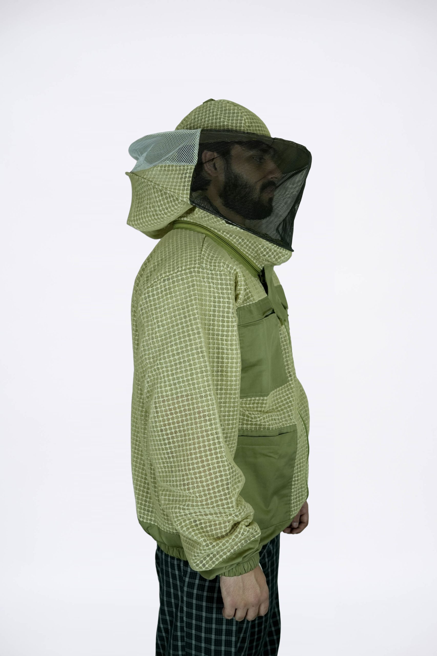 Olive Green Reinforced Protective Adjustable Round Beekeeping Jacket of Arlon Bee Gear - Image 8