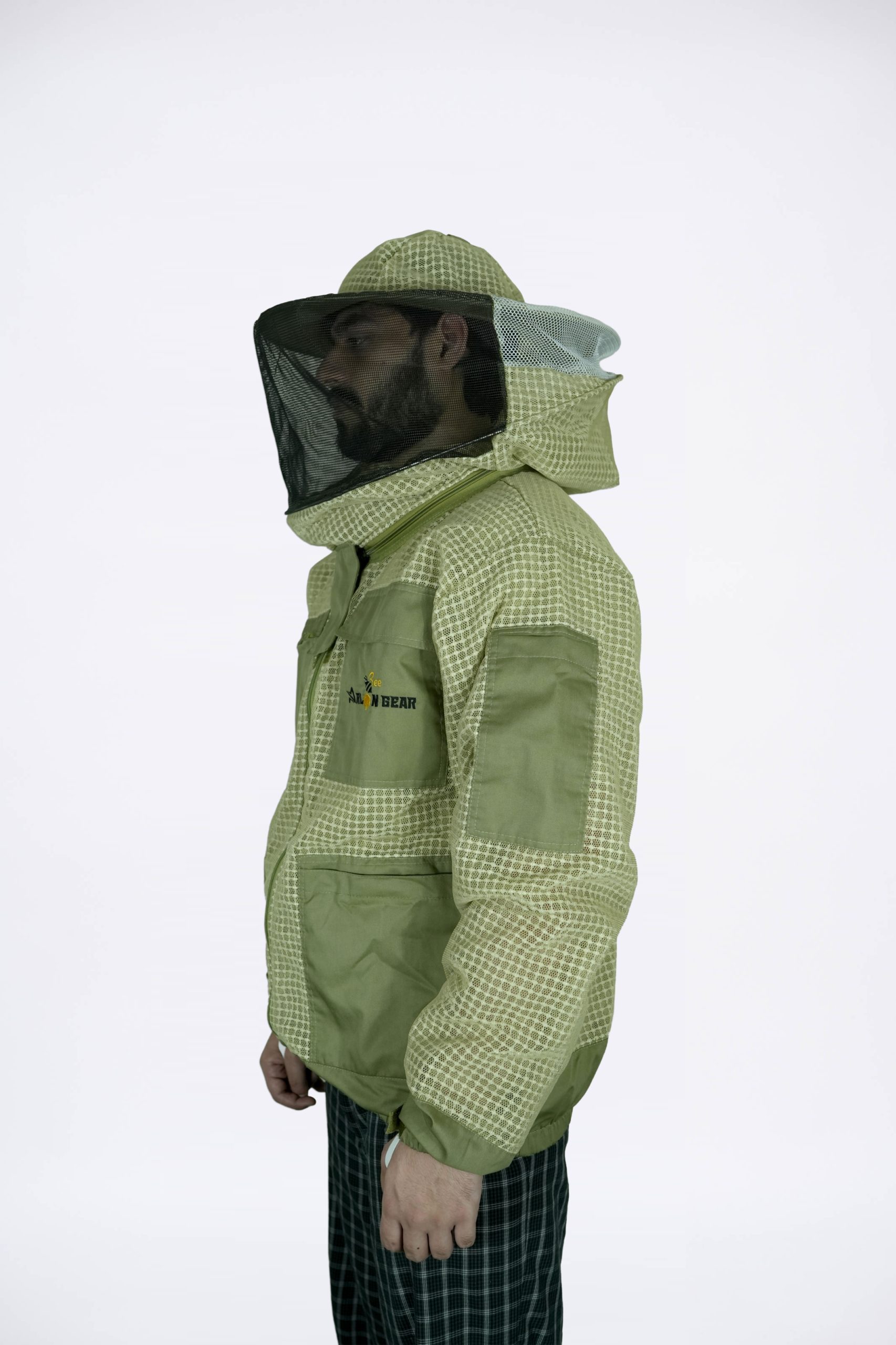Olive Green Reinforced Protective Adjustable Round Beekeeping Jacket of Arlon Bee Gear - Image 9